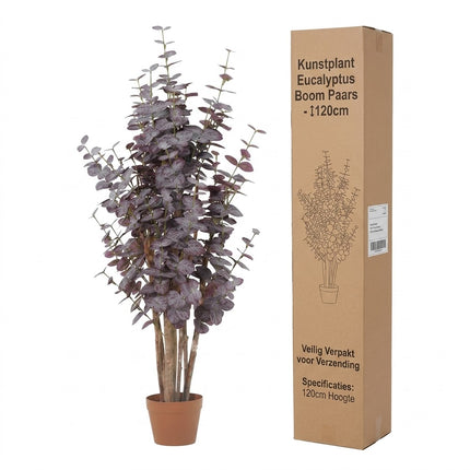 Kunstplant Eucalyptus Boom Paars - ↕120cm