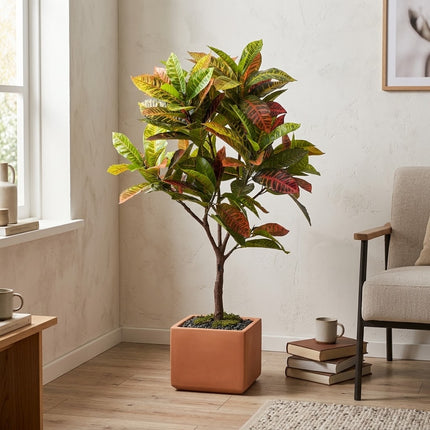 Kunstplant Croton Codiaeum - Wonderstruik - ↕120cm - Ø14cm