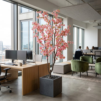 Kunstplant Kersenbloesem - Prunus - Roze - ↕210cm