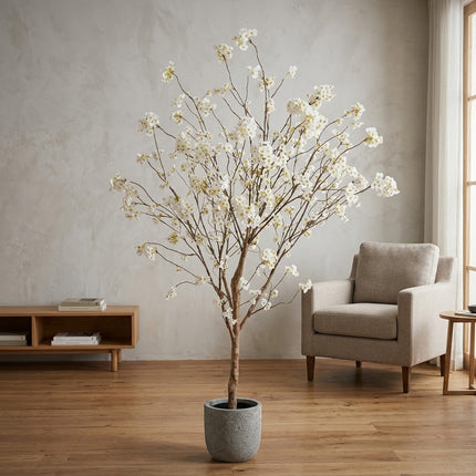 Kunst Bloesem Boom crème - ↕180cm