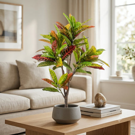 Kunstplant Croton Codiaeum - Wonderstruik - ↕100cm - Ø12cm