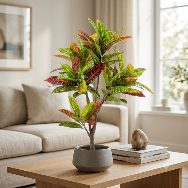 Kunstplant Croton Codiaeum - Wonderstruik - ↕100cm - Ø12cm