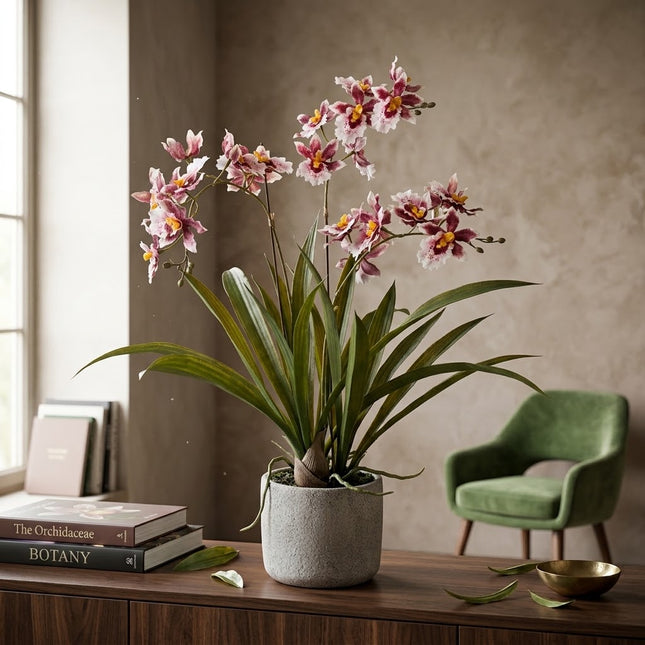 Kunstplant Orchidee - Bordeaux - ↕45cm - Ø16cm