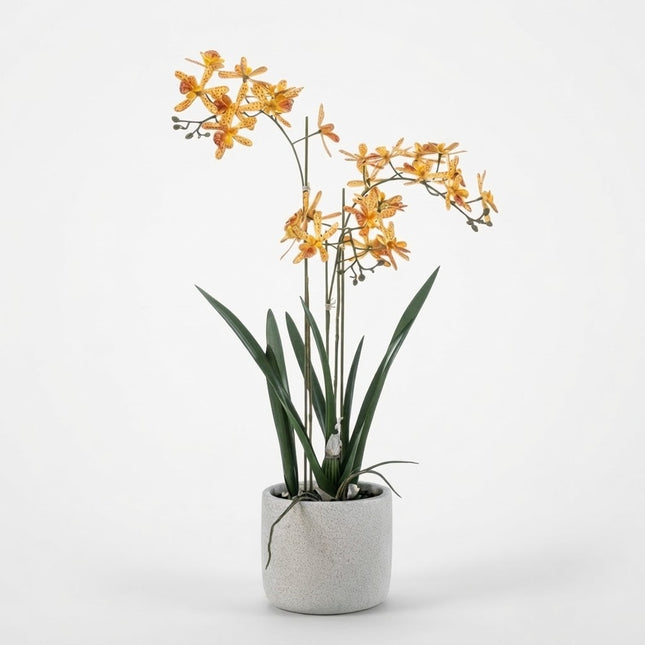 Kunstplant Orchidee Renanthera Geel & Oranje in pot - ↕56cm