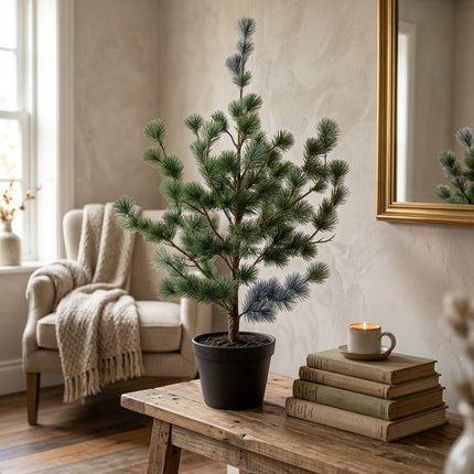 Kunstkerstboom - Dennenboom (Cedar Pine) - Kunstplant in pot - ↕80cm