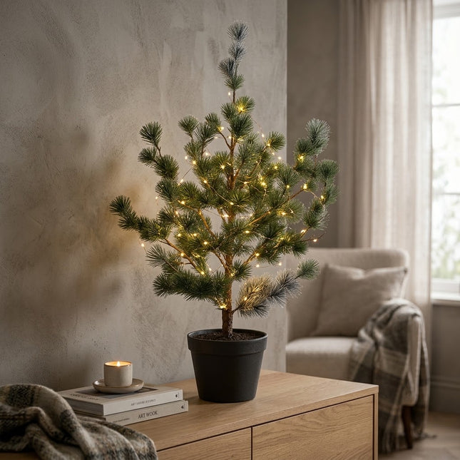 Kunstkerstboom - Dennenboom (Cedar Pine) - Kunstplant in pot - ↕80cm