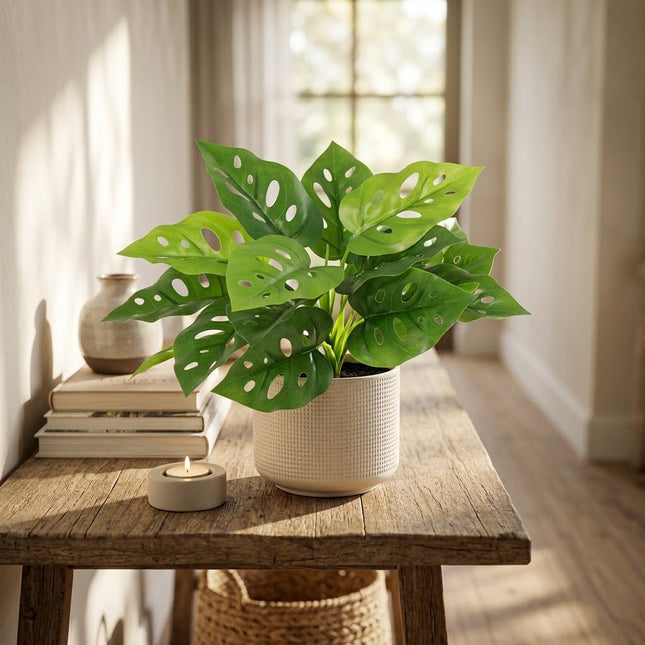 Kunstplant Monstera Monkey Leaf - ↕22cm - Ø9cm