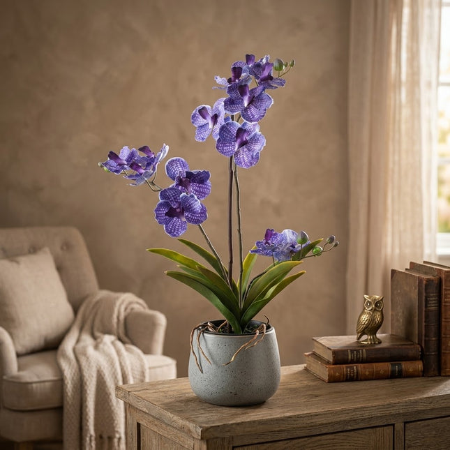 Kunstplant Orchidee Paars Vanda - ↕60cm - Ø10cm