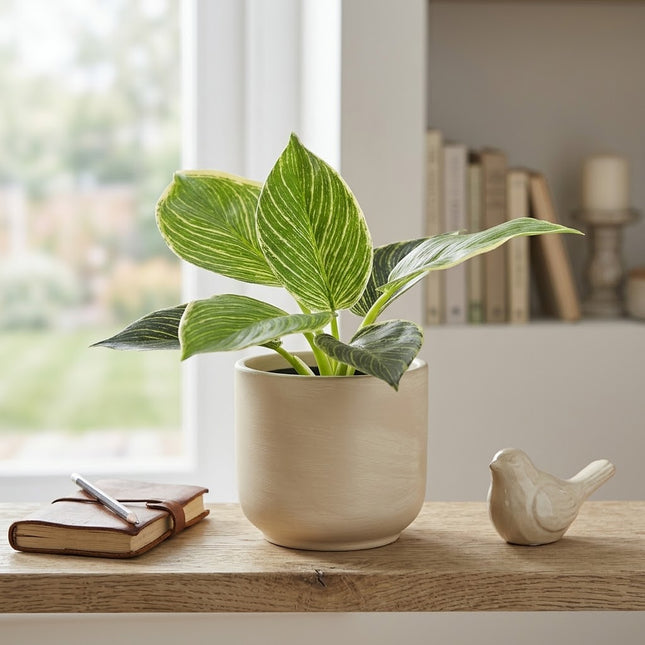 Kunstplant Philodendron Birkin - ↕20cm - Ø9cm