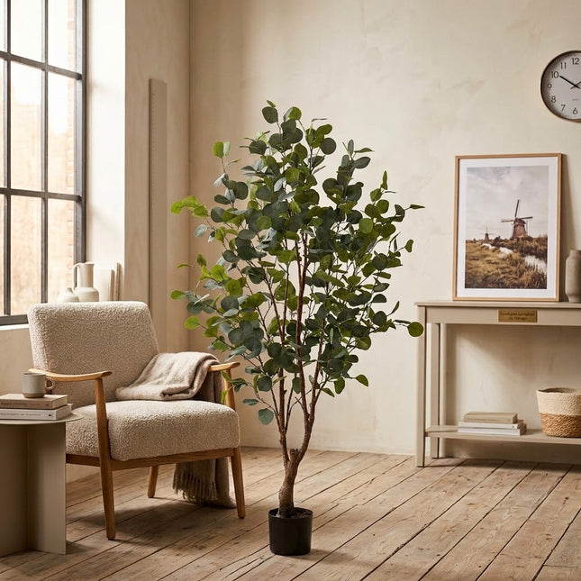 Kunstplant Eucalyptus - Blauwe Gomboom  - ↕140cm - Ø15cm