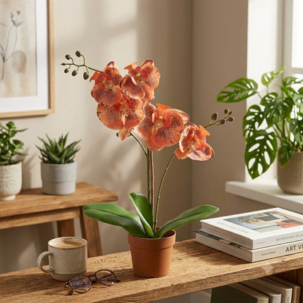 Kunstplant Orchidee Phalaenopsis Oranje - ↕41cm
