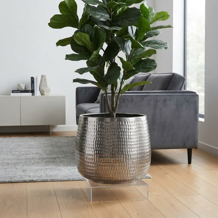 Jenna Lead - ↕38cm - Ø42cm - Plantenpot Groot Zilver