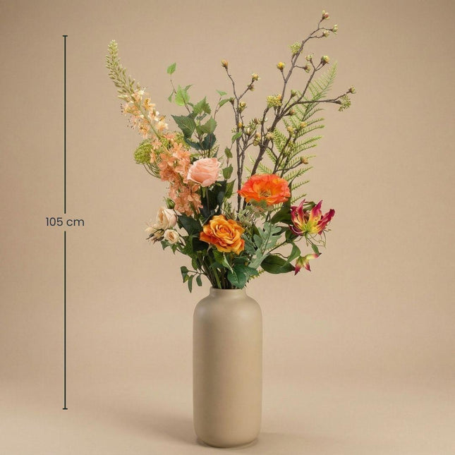 Kunstbloemen boeket - Amber Peach Deluxe - Real Touch - 12 stelen - ↕105 cm
