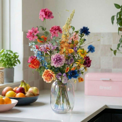 Kunstbloemen boeket - Summer Garden Deluxe - Real Touch - 19 stelen - ↕100 cm - Zijden bloemen