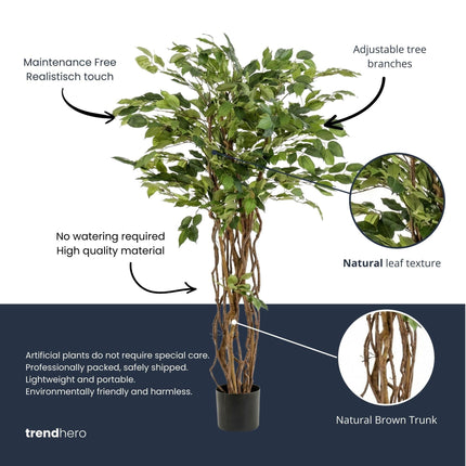 Kunstplant Ficus Liana Kunstboom - ↕140cm