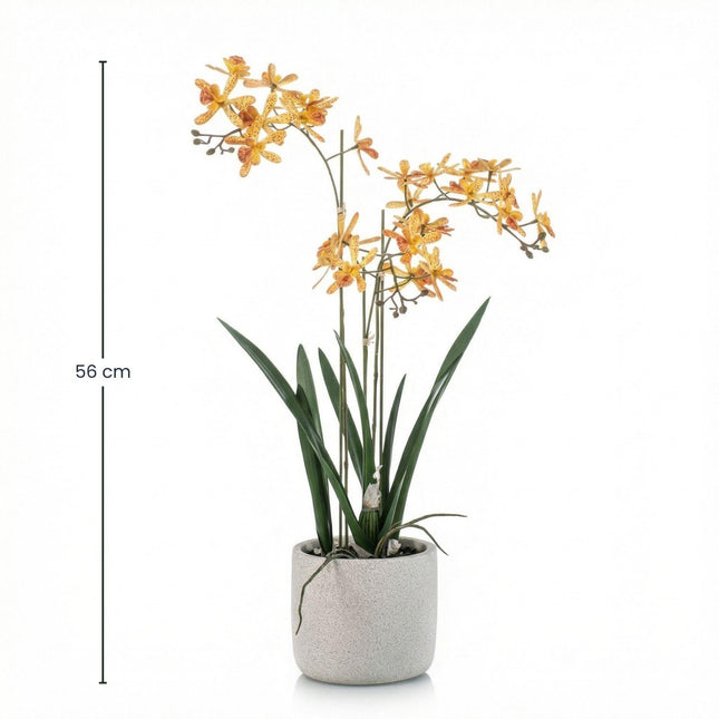 Kunstplant Renanthera Orchidee Geel & Oranje in pot - ↕56cm