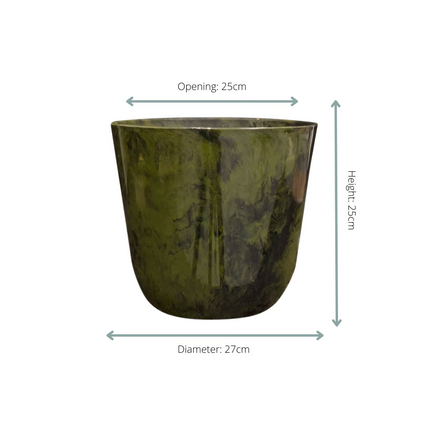 Plantenpot Palermo marble groen - ↕25cm - Ø27cm