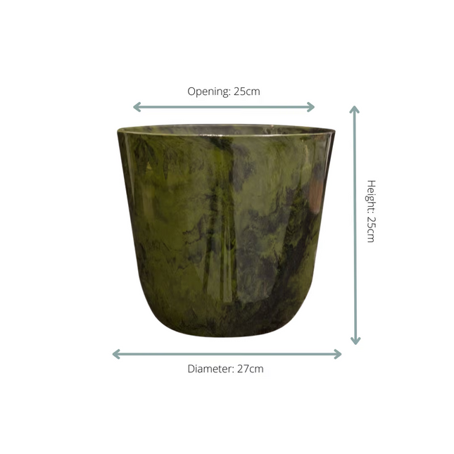 Plantenpot Palermo marble groen - ↕25cm - Ø27cm