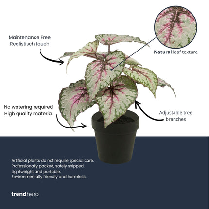 Kunstplant Begonia in pot - ↕26 cm