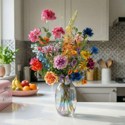 Kunstbloemen boeket - Summer Garden Deluxe - Real Touch - 19 stelen - ↕100 cm - Zijden bloemen