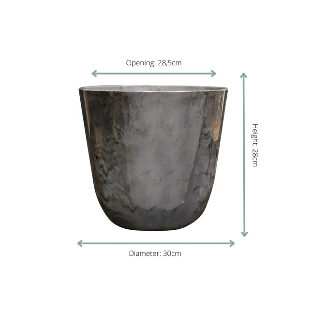 Plantenpot Palermo marble grijs - ↕28cm - Ø30cm