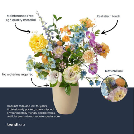 Kunstbloemen boeket - Soft Spring Deluxe - Real Touch - 18 stelen - ↕85cm