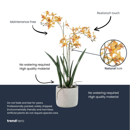 Kunstplant Renanthera Orchidee Geel & Oranje in pot - ↕56cm