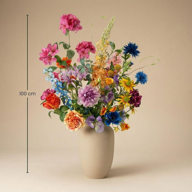 Kunstbloemen boeket - Summer Garden Deluxe - Real Touch - 19 stelen - ↕100 cm - Zijden bloemen