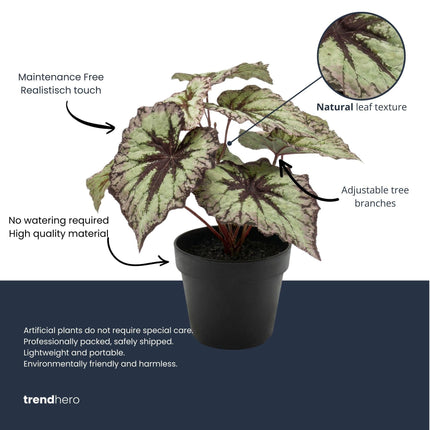 Kunstplant Begonia in pot - ↕26 cm