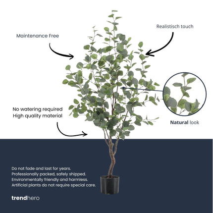 Kunstplant Eucalyptus - kunstboom - ↕140cm