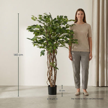 Kunstplant Ficus Liana Kunstboom - ↕140cm