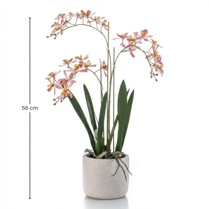 Kunstplant Renanthera Orchidee Roze in pot - ↕56cm