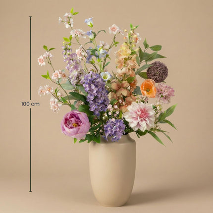 Kunstbloemen Boeket - Pastel Meadow Deluxe - Real Touch - 15 Stelen - ↕100 cm