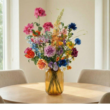 Kunstbloemen boeket - Summer Garden Deluxe - Real Touch - 19 stelen - ↕100 cm - Zijden bloemen