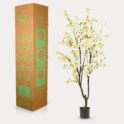 Kunstplant Prunus - Kersenbloesem - Wit - ↕210cm - Ø17cm