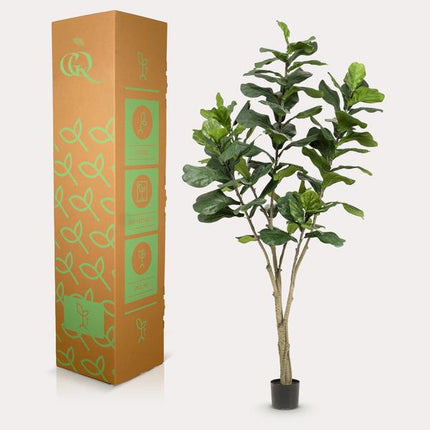 Kunstplant Ficus Lyrara - Tabaksplant - ↕210cm - Ø17cm