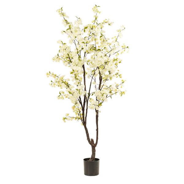 Kunstplant Prunus - Kersenbloesem - Wit - ↕210cm - Ø17cm