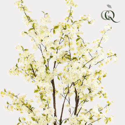 Kunstplant Prunus - Kersenbloesem - Wit - ↕210cm - Ø17cm