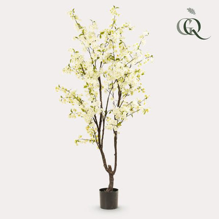 Kunstplant Prunus - Kersenbloesem - Wit - ↕210cm - Ø17cm