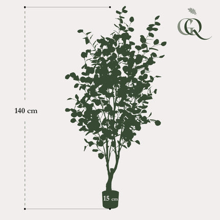 Kunstplant Eucalyptus - Blauwe Gomboom  - ↕140cm - Ø15cm