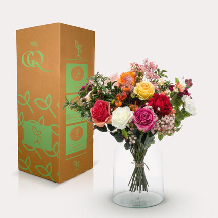 Kunstbloemen - Bouquet M - Flame Roses - ↕45cm