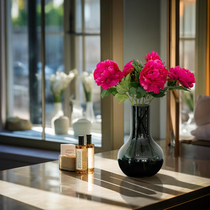 Kunstbloemen Solo - Dark Pink - Peonies - 5x - ↕65cm